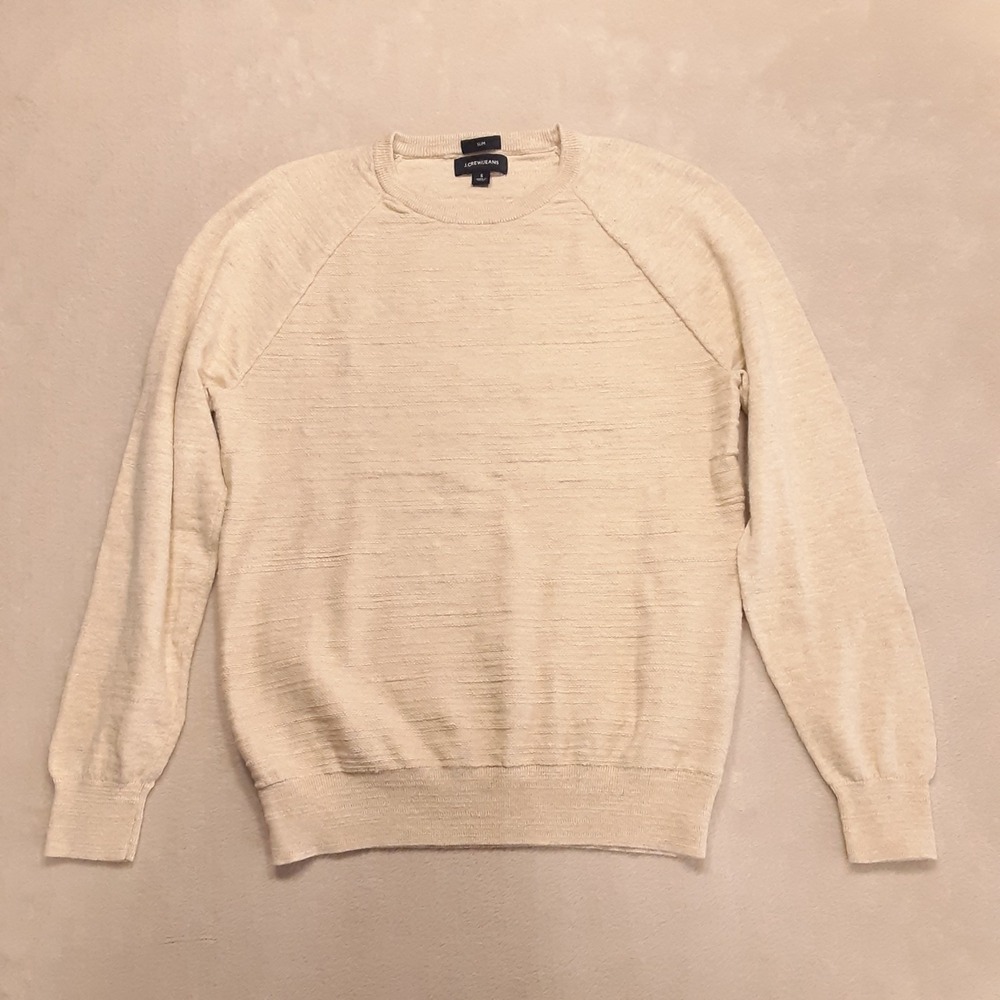 J.Crew/Jeans Mens Slim Fit Rugged Cotton Crewneck Sweater Small Beige # C8445